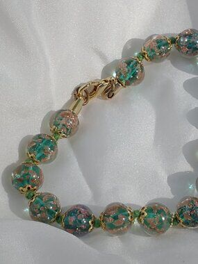 Handcrafted Murano Glass Bracelet – Sommerso & Aventurine – Venice